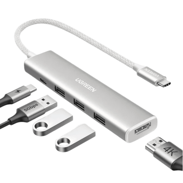 UGREEN Hub USB C 5 en 1 avec HDMI 4K 100W PD Charge 3 Ports USB 3.0 Adaptateur USB C