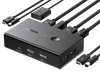 UGREEN KVM Switch 1 Monitor 2 Computers, Share 4 USB Ports, HDMI KVM Switch for Keyboard Mouse Printer to One Monitor Support 4K@60Hz, HDR, Include Desktop Controller, 2 USB Cables and 2 HDMI Cables