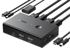 UGREEN KVM Switch 1 Monitor 2 Computers, Share 4 USB Ports, HDMI KVM Switch for Keyboard Mouse Printer to One Monitor Support 4K@60Hz, HDR, Include Desktop Controller, 2 USB Cables and 2 HDMI Cables