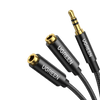 UGREEN Splitter Audio Jack 3.5mm Male vers Double Jack Femelle Adaptateur Casque Cable Audio Splitter Jack Compatible avec PC iphone Tablette iPod MP3 MP4 Enceinte 20cm Noir