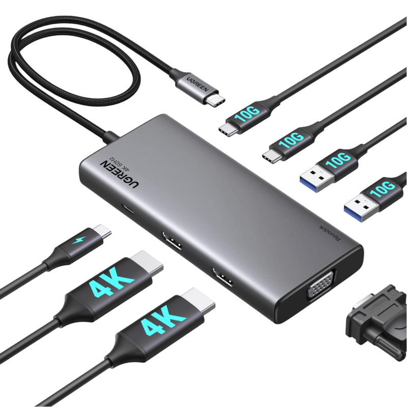 UGREEN Revodok 308 Docking Station Hub USB C 2 HDMI 4K 1080P Triple Affichage 8 en 1 Adaptateur