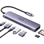 UGREEN Adaptateur Hub USB C vers HDMI 4K, USB C Power Delivery 100W, USB C Data 5Gbps, SD MicroSD, Multi Ports USB 3.0