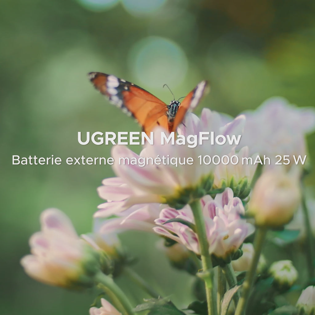 UGREEN MagFlow Batterie Externe Magnétique Sans Fil (10000mAh, Qi2 25W, Compatible MagSafe)