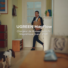 UGREEN MagFlow Chargeur sans fil magnétique 3-en-1 (Qi2 25 W, compatible MagSafe)