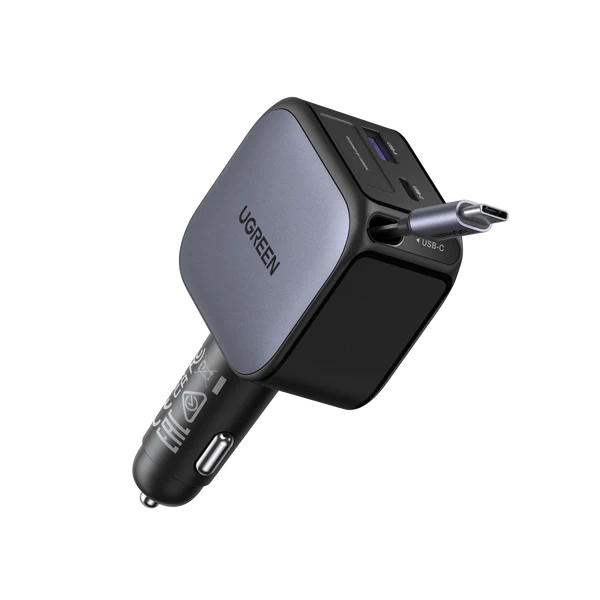 UGREEN Nexode Car Charger 60W with Retractable USB-C Cable
