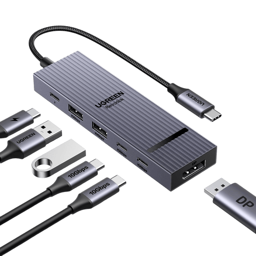 UGREEN Revodok Pro 1062 Hub USB C DisplayPort 4K 60Hz 4 Data Ports 2A2C 10Gbps PD 100W 6 en 1 Dock USB C DP Compatible avec MacBook iPad Air Mac Mini M4 iPhone 17 Pro Max 16 15 Série Galaxy S25 Ultra