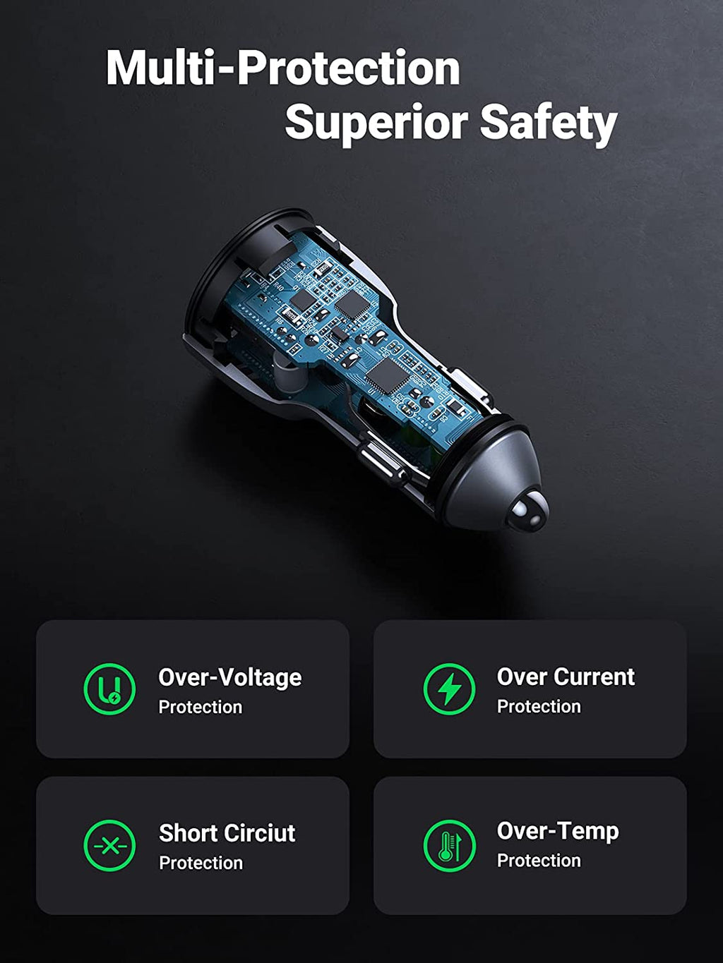 Ugreen chargeur de voiture USB 36W Adaptateur