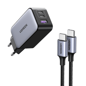 UGREEN Nexode Chargeur 65W USB C Rapide 3 Ports+60W PD fast charging Câble USB C
