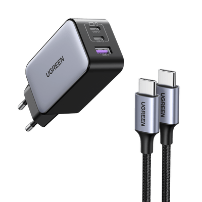 UGREEN Nexode Chargeur 65W USB C Rapide 3 Ports+60W PD fast charging Cable USB C
