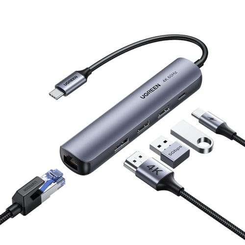 UGREEN Hub USB C (HDMI 4K 60Hz Adaptateur/USB C RJ45 Ethernet Supporte