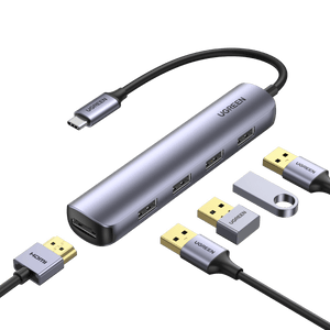 UGREENHub USB-C 5-en-1 (HDMI 4K@30Hz, 4 USB 3.0)
