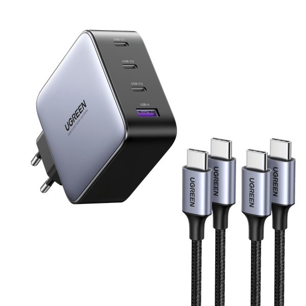UGREEN Nexode 100W USB C Chargeur Rapide 4 Ports with 2 Charge Câble USB C