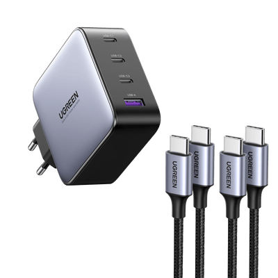 UGREEN Nexode 100W Chargeur Rapide 4 Ports avec 2 Cables USB C (1 M)