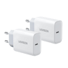 UGREEN Chargeur USB C 20W Lot de 2 Power Delivery 3.0 (Blanc)