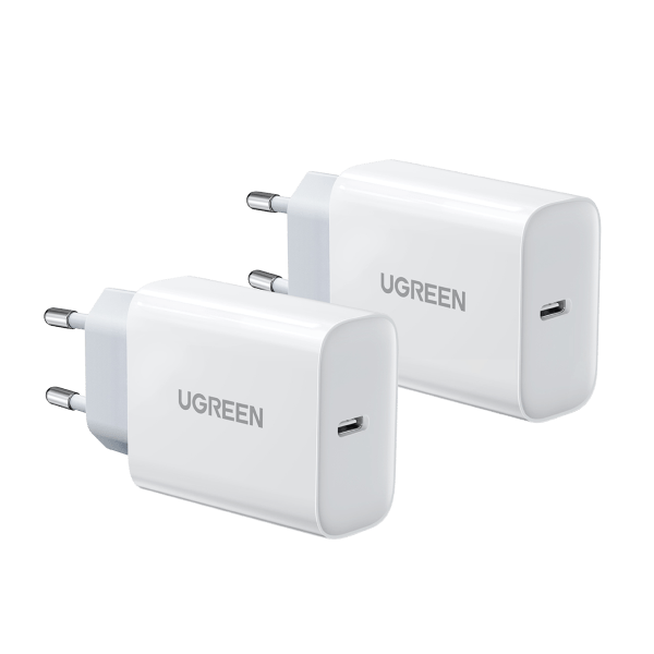 UGREEN Chargeur USB C 20W Lot de 2 Power Delivery 3.0 (Blanc)