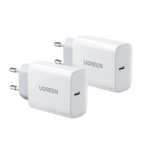 UGREEN Chargeur USB C 20W Lot de 2 Power Delivery 3.0 (Blanc)