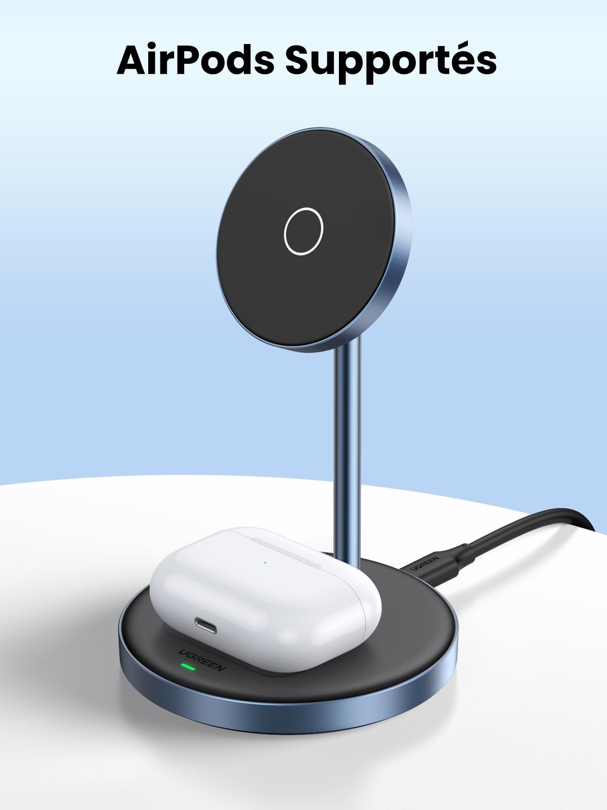 UGREEN Support de Chargeur Magnétique 2 en 1 Station de Charge Induction sans Fil - UGREEN