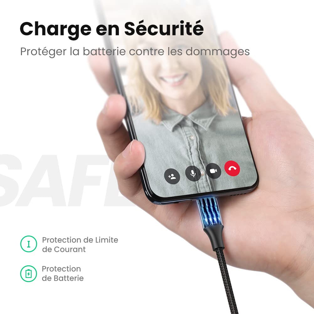 UGREEN Lot de 2 Câble Micro USB QC Rapide 3A Nylon Tressé