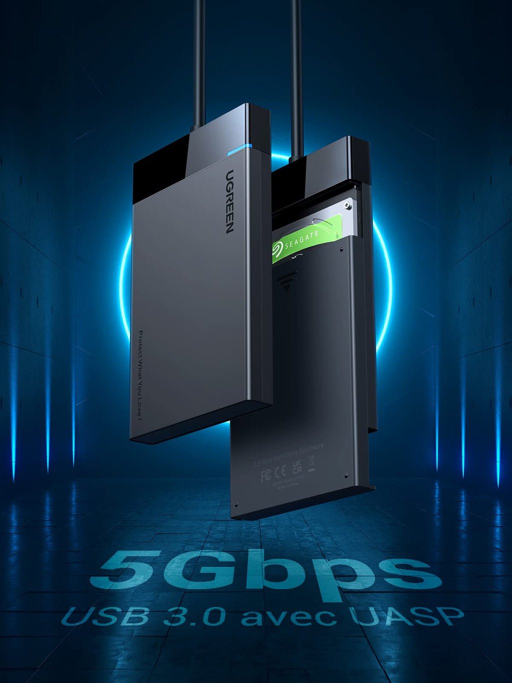 UGREEN USB 3.0 Boîtier Externe Disque Dur 2,5 Pouces SATA III HDD SSD