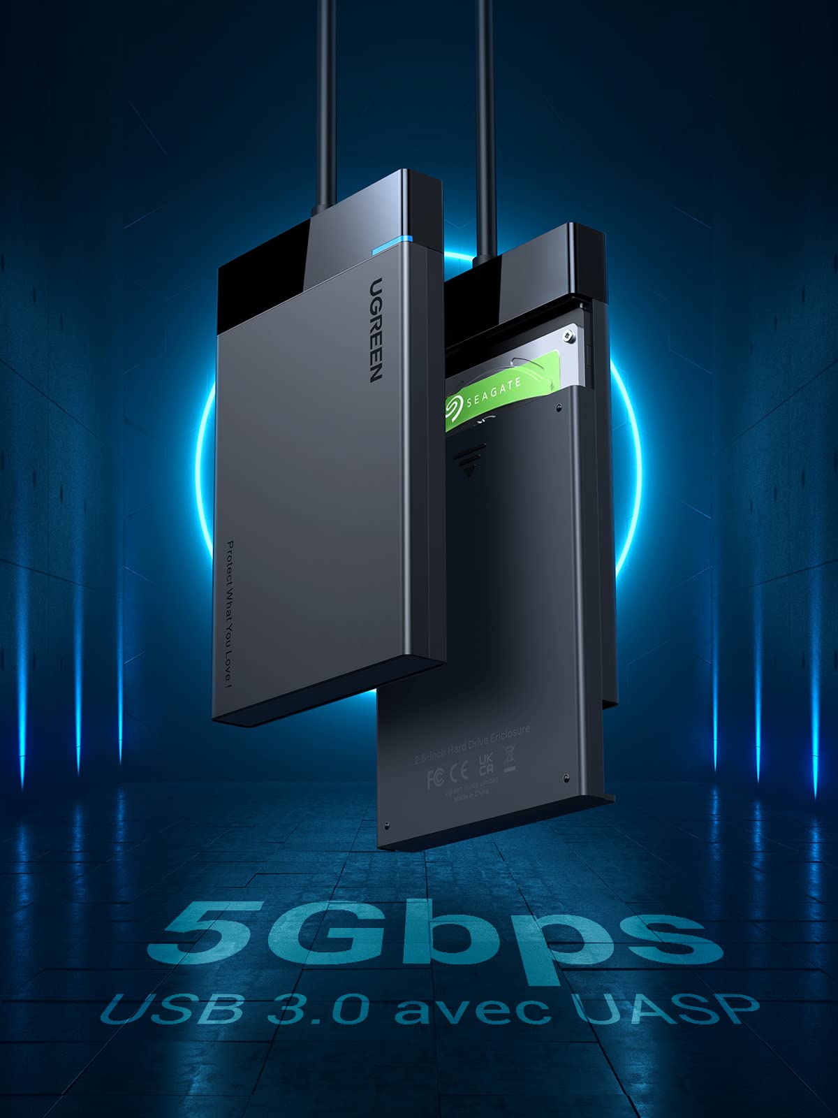 UGREEN USB 3.0 Boîtier Externe Disque Dur 2,5 Pouces SATA III HDD SSD