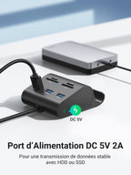 UGREEN Hub USB A 3.0 avec Lecteur de Carte Micro SD MS M2 et 3 Ports
