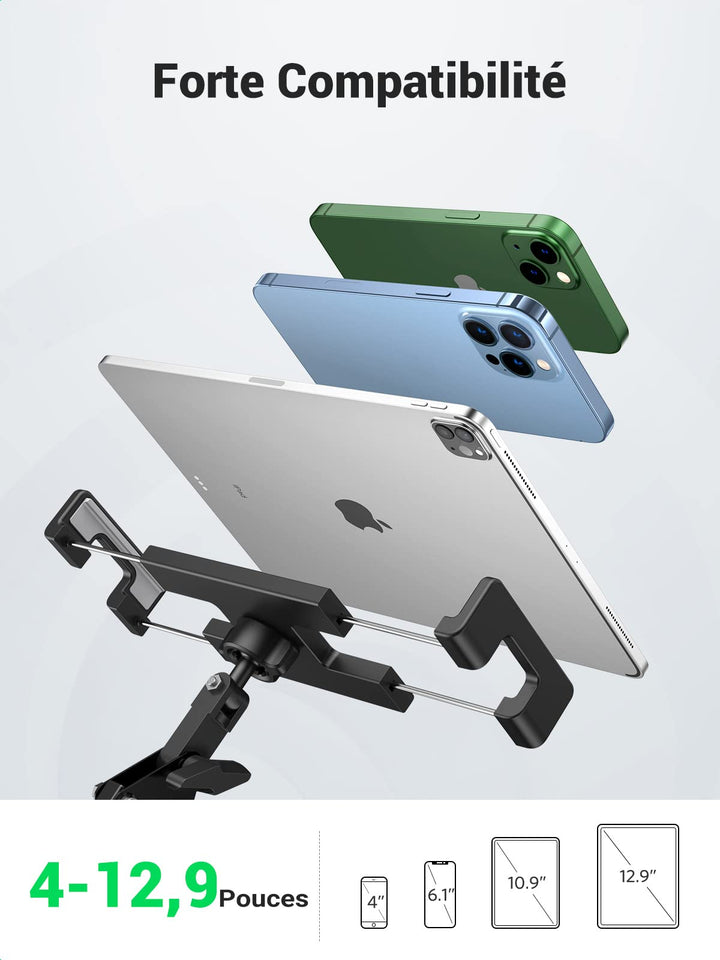 UGREEN Support Tablette Lit Bras Articulé en Aluminium Support Téléphone Flexible Compatible avec iPad Pro 12,9 Air 2022 Mini MediaPad iPhone 15 Plus Pro Max 13 12 Galaxy S23 S22 Redmi Note 11 Pro