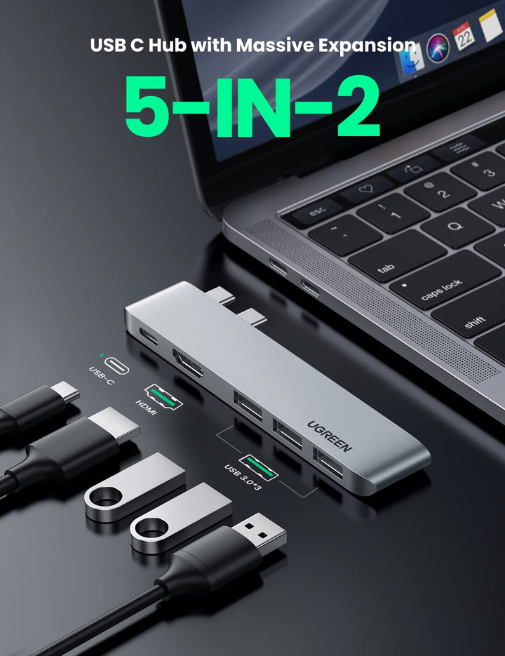 UGREEN 5 en 2 Adaptateur Hub USB C HDMI 4K