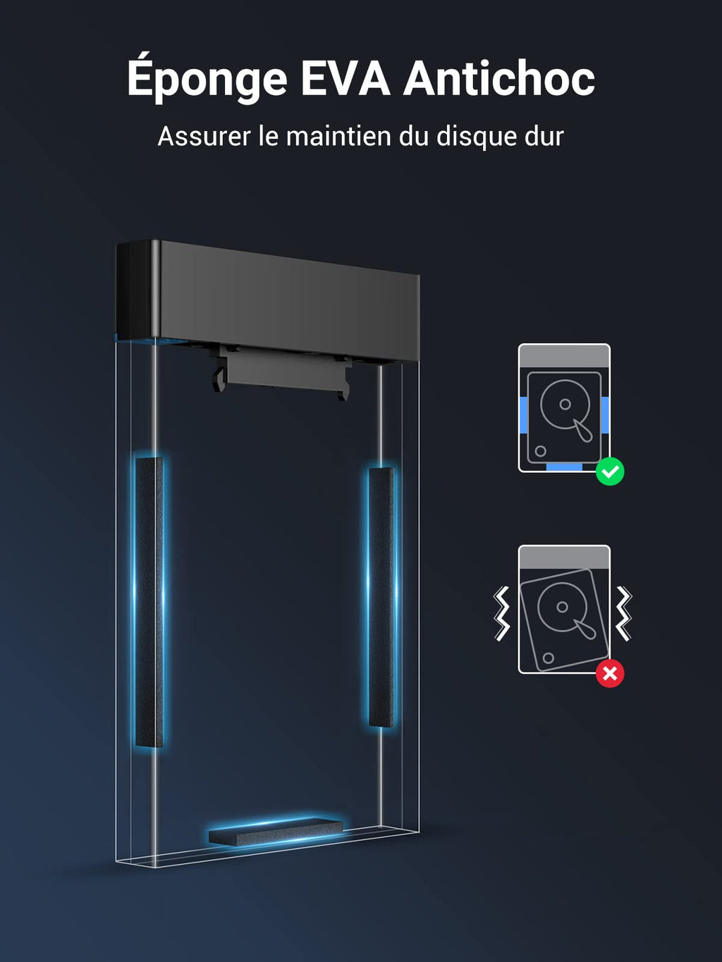 UGREEN USB 3.0 Boîtier Externe Disque Dur 2,5 Pouces SATA III HDD SSD