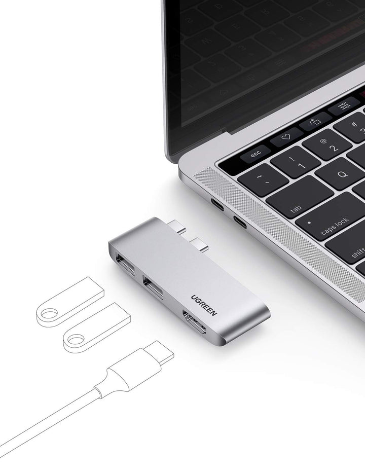 UGREEN Adaptateur Hub USB C HDMI 4K 60Hz Compatible avec MacBook Pro M2 M1 2022 à 2016 MacBook Air 2022 à 2018 Adaptateur USB Type C vers 2 Ports USB 3.1 Gen 2 10Gbps