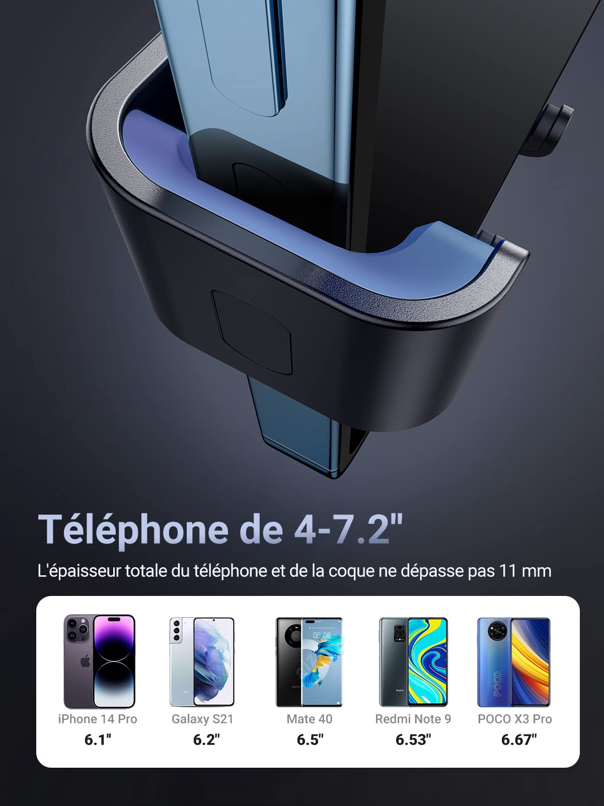UGREEN Support Téléphone Voiture noir