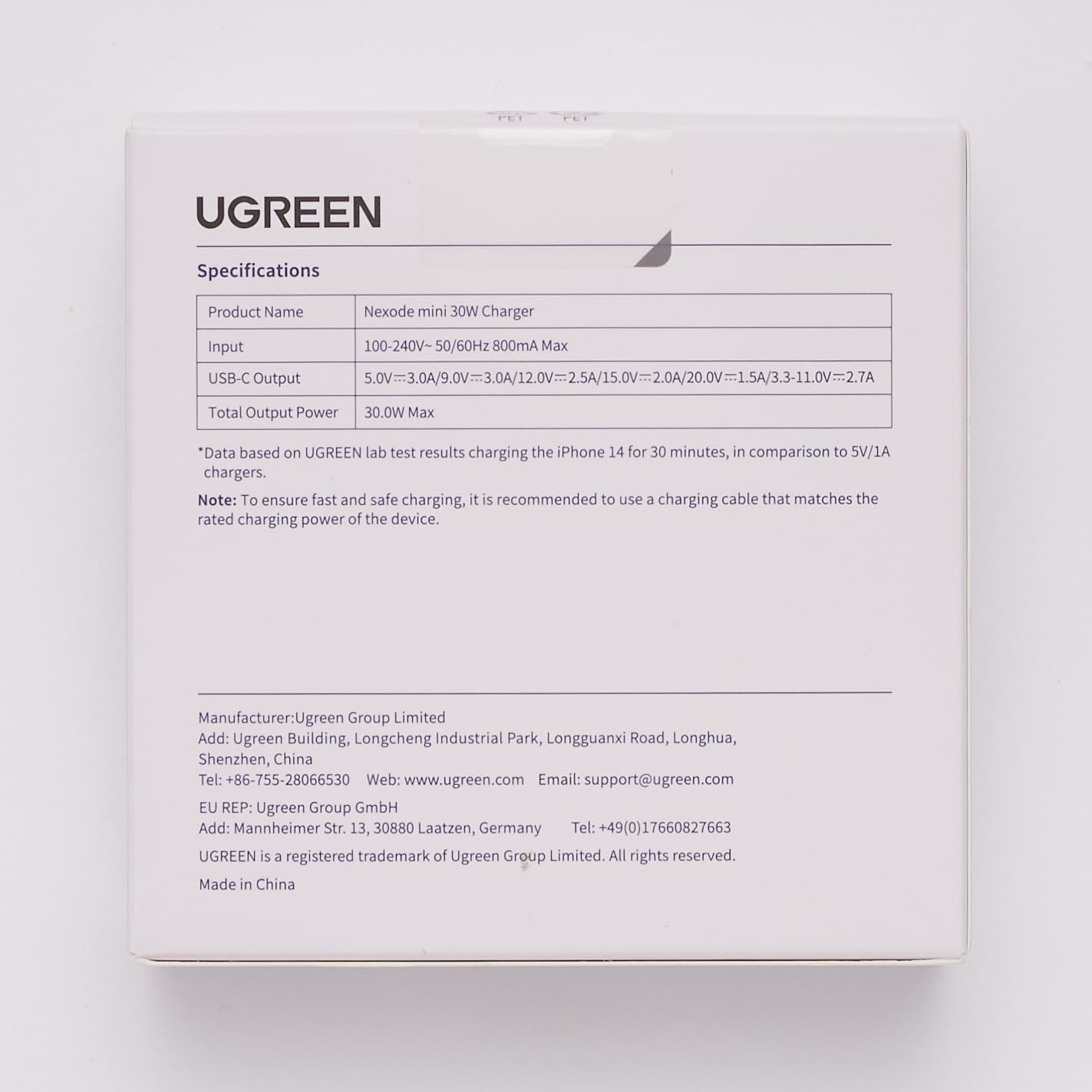 UGREEN Nexode Chargeur 30W USB C avec GaN Tech (Violet)