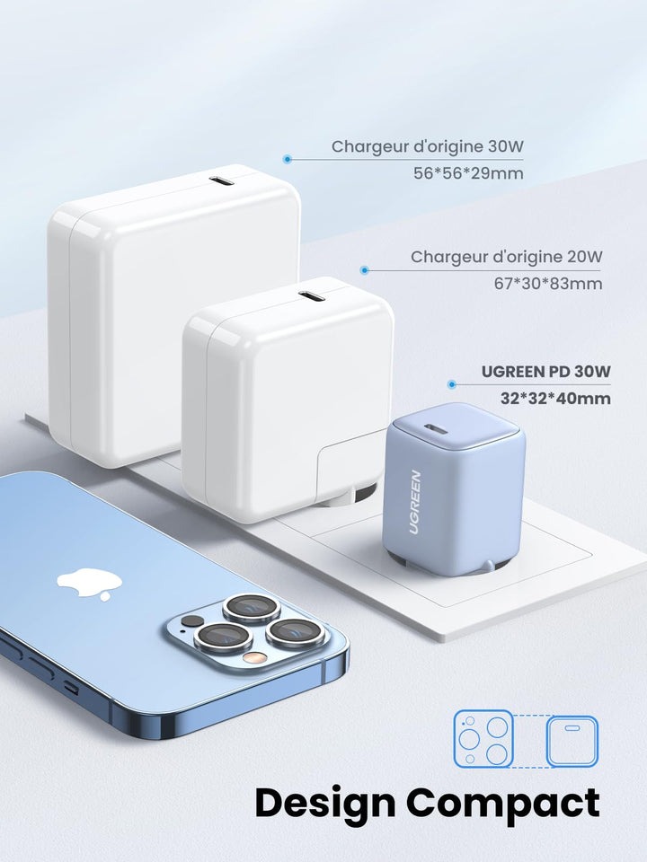 UGREEN Nexode Chargeur 30W USB C avec GaN Tech (Bleu)