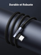 UGREEN Câble USB C Coudé 90 Degrés Charge Rapide Nylon Tressé