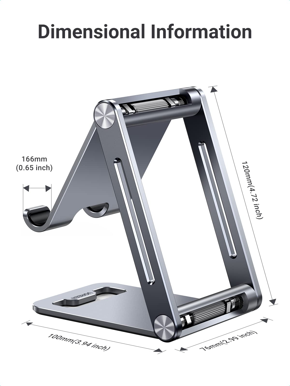 UGREEN Support Téléphone Bureau en Aluminium Stand Smartphone Pliable Ajustable