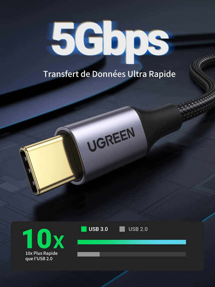 UGREEN Câble USB C à USB 3.0 Charge Rapide et Data Sync