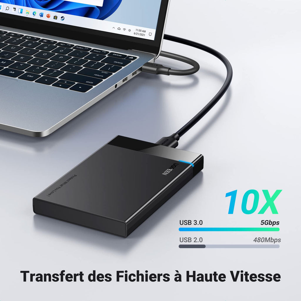 UGREEN USB 3.0 Boîtier Externe pour Disque Dur 2,5 Pouces SATA