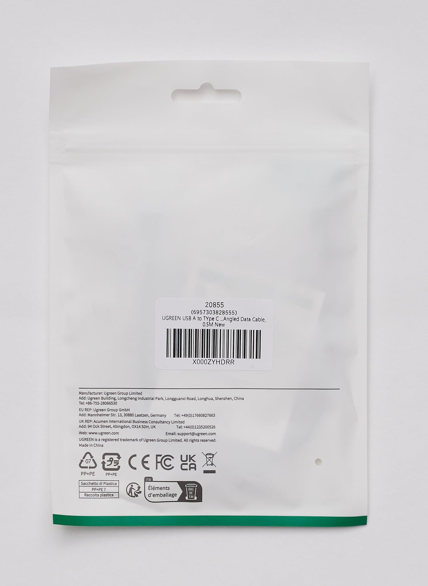 UGREEN Câble USB C Coudé 90 Degrés Charge Rapide Nylon Tressé