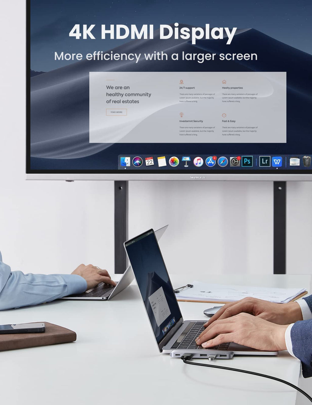 UGREEN 5 en 2 Adaptateur Hub USB C HDMI 4K
