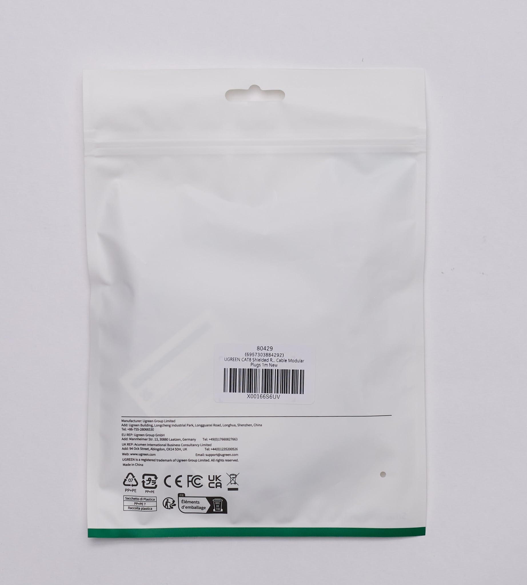 UGREEN Cat 8 Câble Ethernet Réseau RJ45 40Gbps 2000MHz Double Blindage