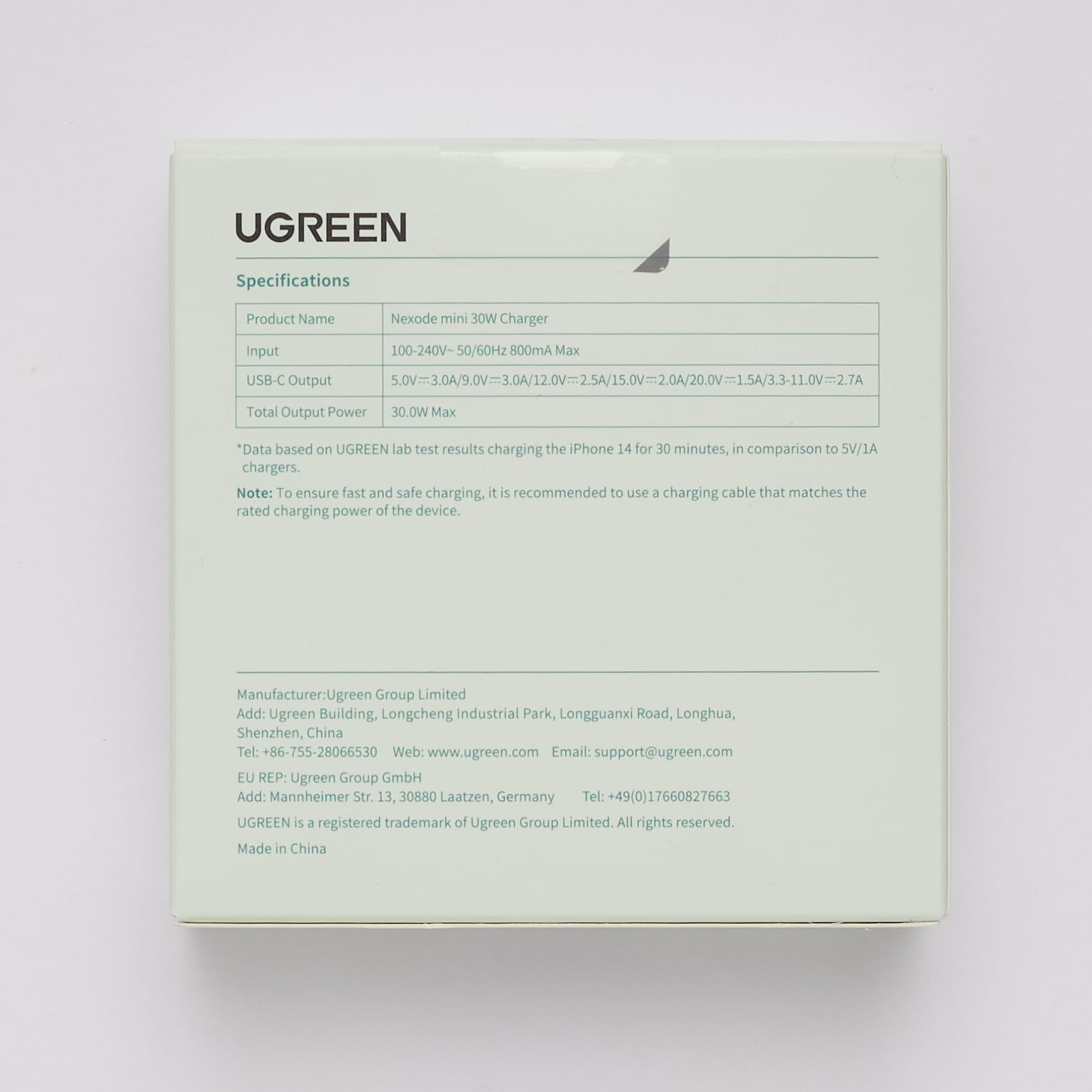 UGREEN Nexode Chargeur 30W USB C avec GaN Tech (Vert)