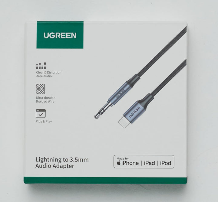 UGREEN Câble Lightning vers Jack Mâle 3.5mm Certification MFi Câble Auxiliaire Stéréo Voiture Compatible avec iPhone 14 Pro Max Plus 13 12 Pro Max Mini 11 Pro iPhone SE XR XS Max Lightning iPad (2M)