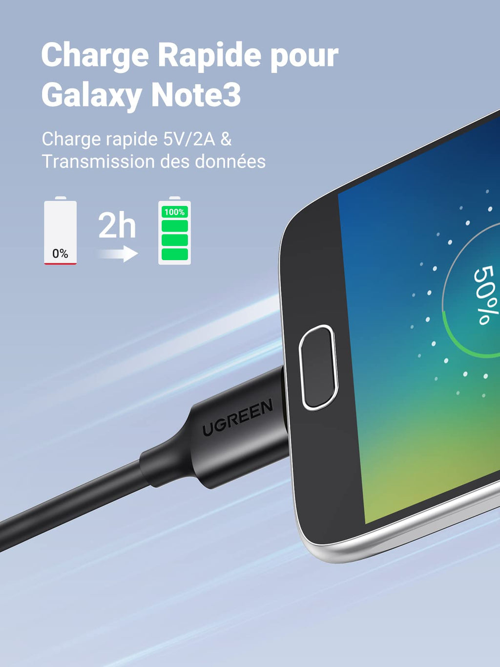 UGREEN Câble USB 3.0 Mâle A vers Micro B Câble Disque Dur