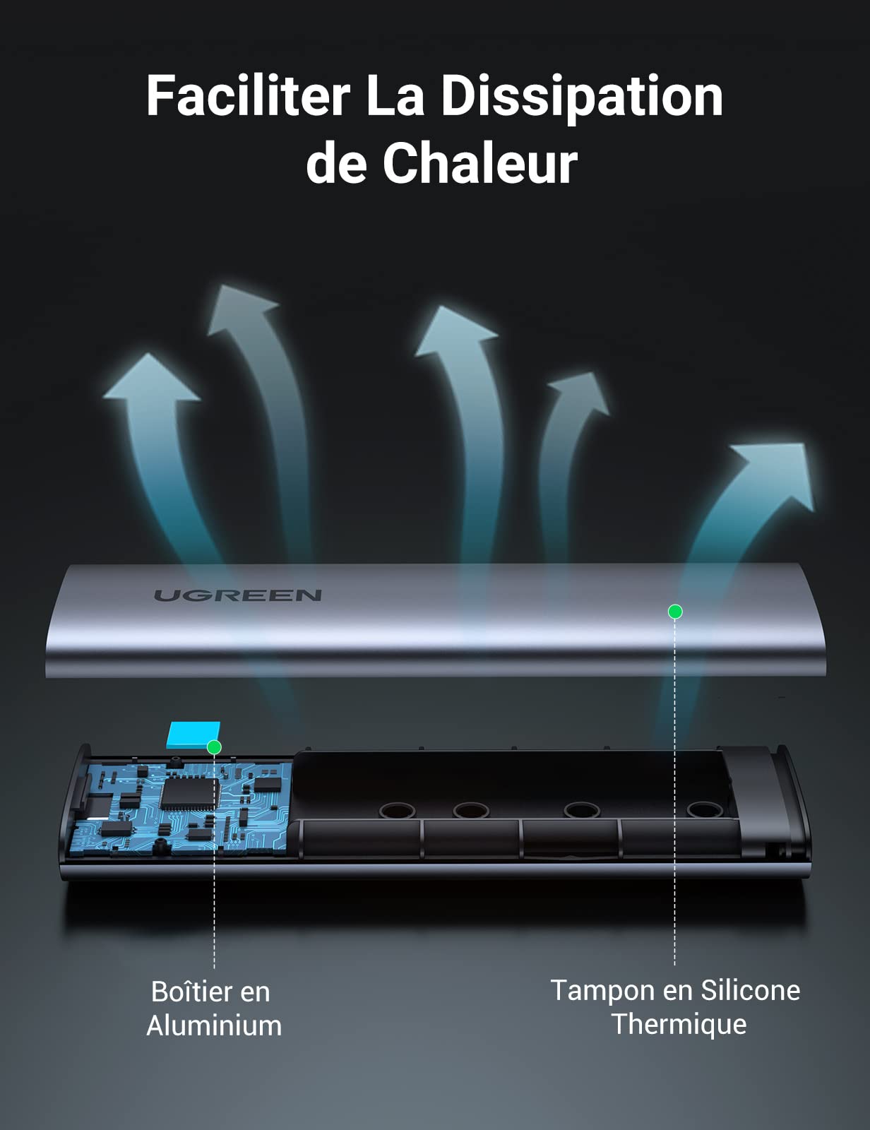 UGREEN Boîtier en Aluminium M.2 NVMe PCIE USB 3.2 Gen 2 10Gbps