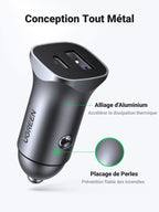 UGREEN Chargeur Voiture USB C 30W PD QC 3.0 PPS