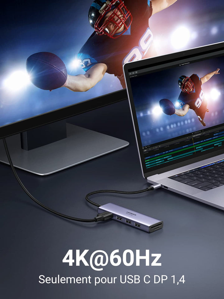 UGREEN Hub USB C （HDMI 4K 60Hz Adaptateur Type C/lecteur de cartes）