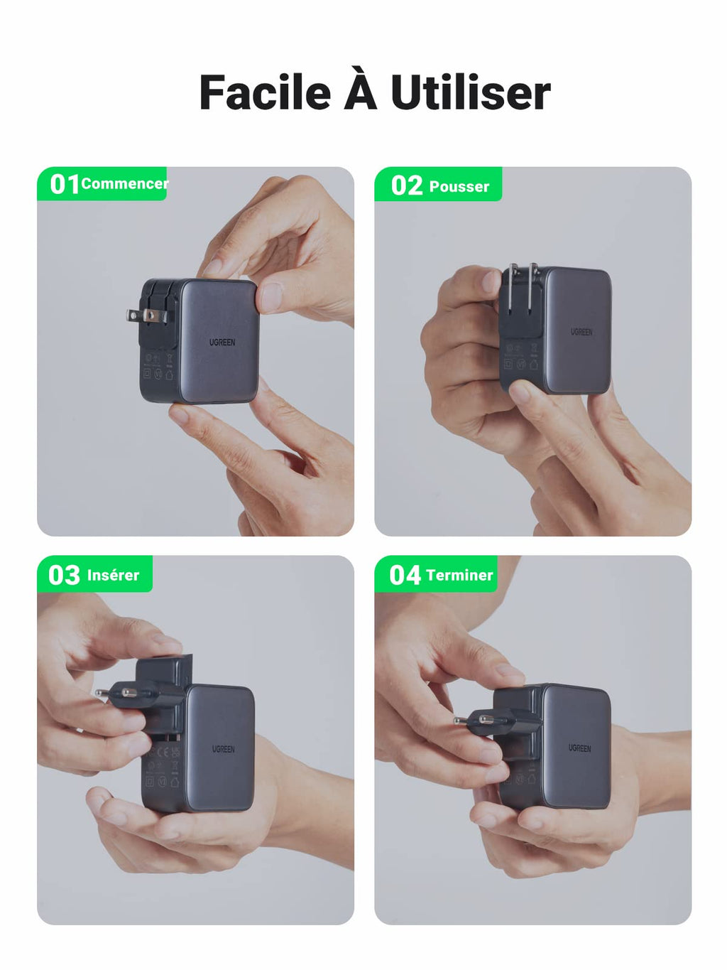 UGREEN Nexode 65W GaN Chargeur USB C 3 Ports