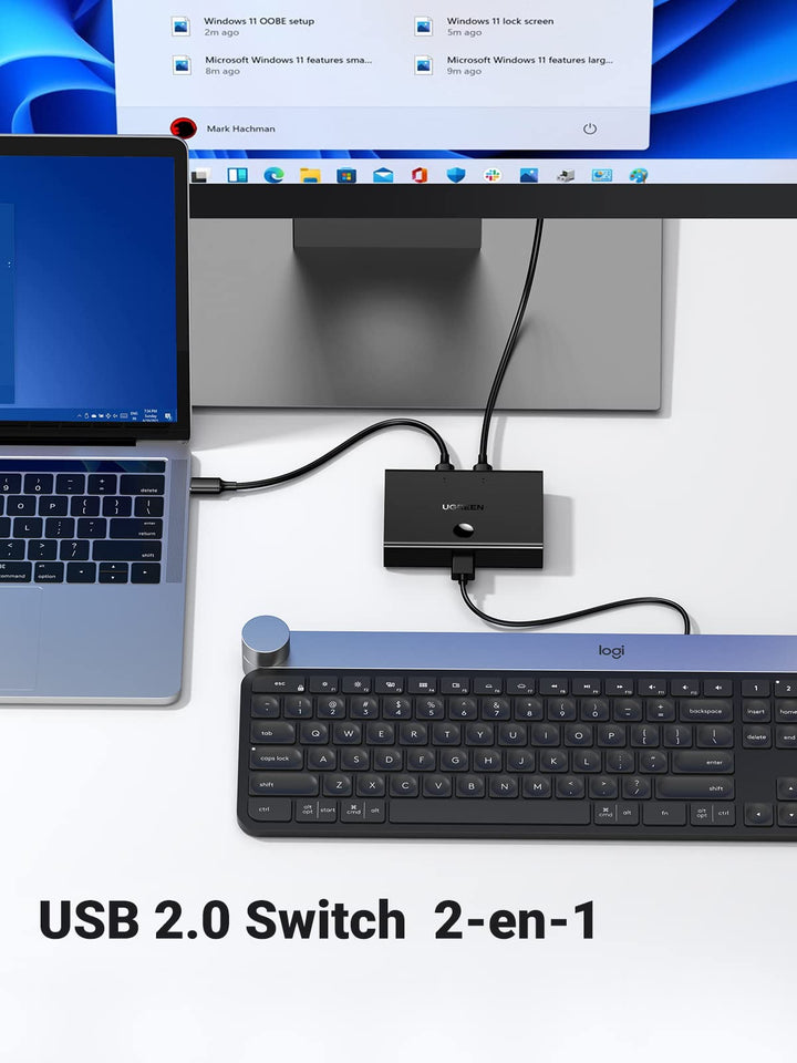 UGREEN USB 2.0 Switch, 2 Entrées 1 Sortie, Commutateur USB