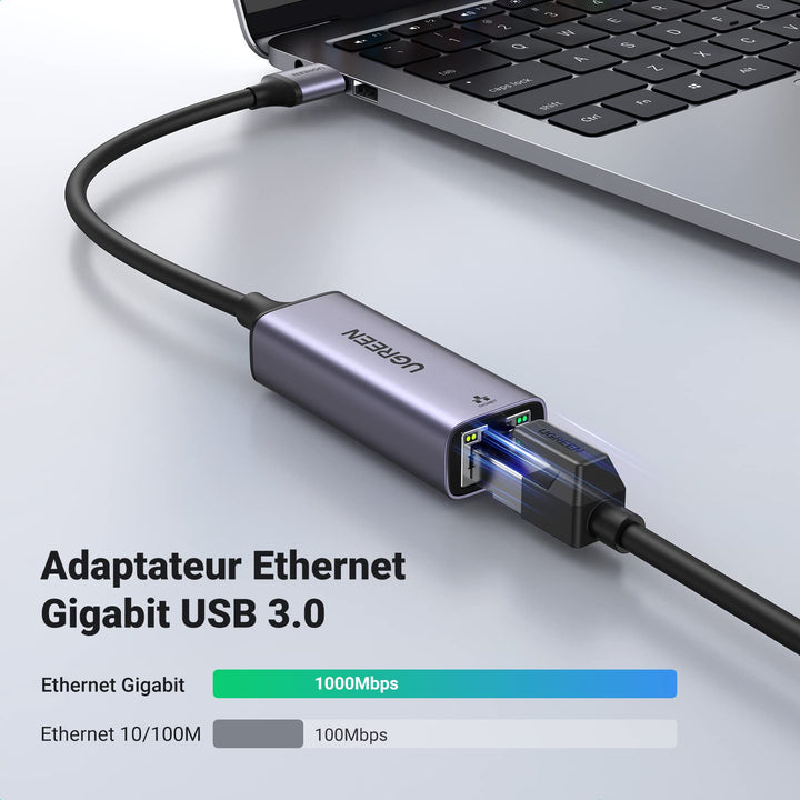 UGREEN Adaptateur USB vers Ethernet RJ45 Gigabit 1000 Mbps