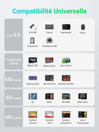 UGREEN Hub USB A 3.0 avec Lecteur de Carte Micro SD MS M2 et 3 Ports