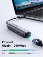 UGREEN Hub USB C (HDMI 4K 60Hz Adaptateur/USB C RJ45 Ethernet Supporte